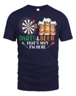 Darts and Beer Funny Pub Night Graphic T-Shirt - navy t-shirt on white background