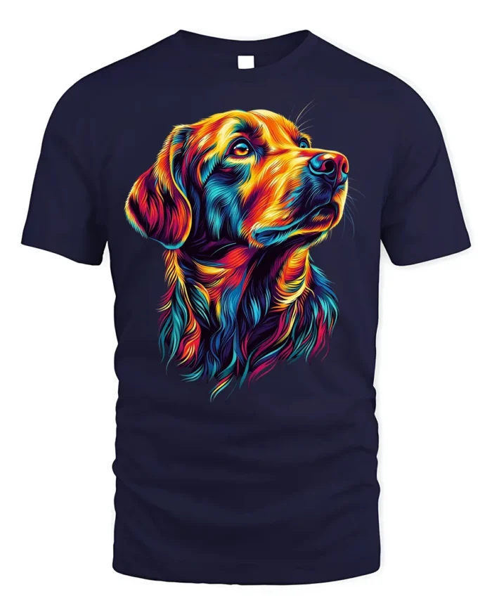 Psychedelic Labrador Dog Art Graphic T-Shirt - navy t-shirt on white background