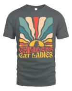 Retro Childless Cat Ladies Vintage Graphic T-Shirt - gray t-shirt on white background