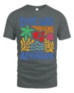 Dive Into Adventure Ocean Graphic Printed T-Shirt - gray t-shirt on white background