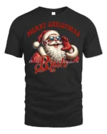 Funny Santa Merry Christmas Bruh Graphic T-Shirt - black t-shirt on white background