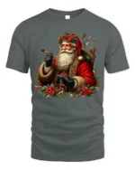 Vintage Santa Claus Christmas Holiday T-Shirt - gray t-shirt on white background