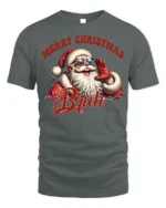 Funny Santa Merry Christmas Bruh Graphic T-Shirt - gray t-shirt on white background