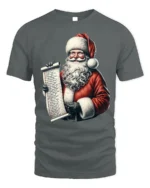 Santa Claus Christmas Naughty Nice List T-Shirt - gray t-shirt on white background