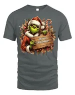 Funny Grinch Merry Christmas Holiday T-Shirt - gray t-shirt on white background