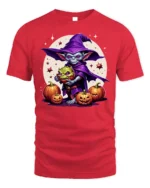 Goblin Wizard Halloween Pumpkin Graphic T-Shirt - red t-shirt on white background