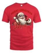 Funny Santa Merry Christmas Bruh Graphic T-Shirt - red t-shirt on white background