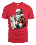 Santa Claus Christmas Naughty Nice List T-Shirt - red t-shirt on white background