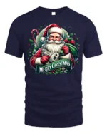 Classic Santa Merry Christmas Holiday T-Shirt - navy t-shirt on white background