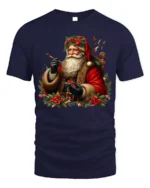 Vintage Santa Claus Christmas Holiday T-Shirt - navy t-shirt on white background