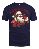 Funny Santa Merry Christmas Bruh Graphic T-Shirt - navy t-shirt on white background