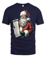 Santa Claus Christmas Naughty Nice List T-Shirt - navy t-shirt on white background