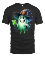 Halloween Ghost Witch Hat Potion Drink T-Shirt - black t-shirt on white background