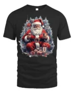 Christmas Santa Claus Gifts Holiday T-Shirt - black t-shirt on white background