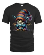 Halloween Skeleton Gnome Colorful Hat T-Shirt - black t-shirt on white background