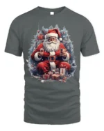 Christmas Santa Claus Gifts Holiday T-Shirt - gray t-shirt on white background