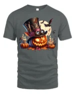 Halloween Steampunk Pumpkin Moon T-Shirt - gray t-shirt on white background