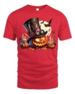 Halloween Steampunk Pumpkin Moon T-Shirt - red t-shirt on white background