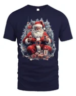 Christmas Santa Claus Gifts Holiday T-Shirt - navy t-shirt on white background