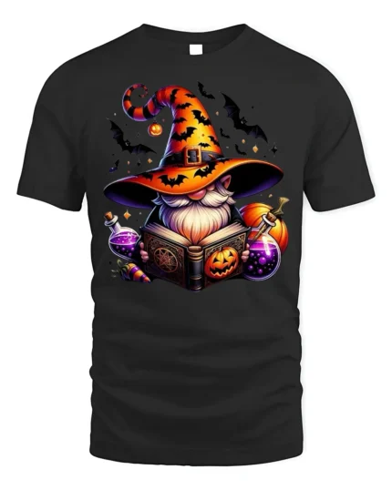 Halloween Wizard Gnome Magic Potion T-Shirt - black t-shirt on white background