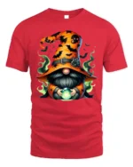 Halloween Gnome Wizard Crystal Ball T-Shirt - red t-shirt on white background