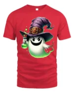 Cute Ghost Witch Potion Halloween T-Shirt - red t-shirt on white background