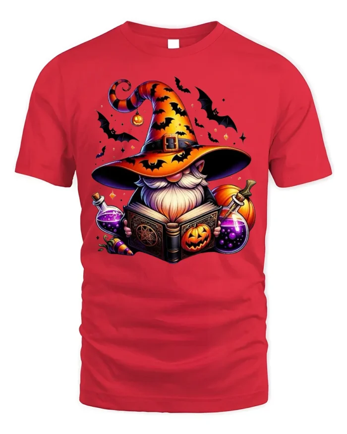 Halloween Wizard Gnome Magic Potion T-Shirt - red t-shirt on white background