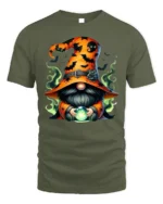 Halloween Gnome Wizard Crystal Ball T-Shirt - military green t-shirt on white background