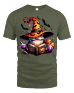Halloween Wizard Gnome Magic Potion T-Shirt - military green t-shirt on white background