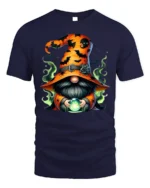 Halloween Gnome Wizard Crystal Ball T-Shirt - navy t-shirt on white background