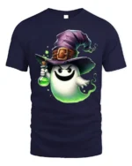 Cute Ghost Witch Potion Halloween T-Shirt - navy t-shirt on white background