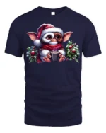 Cute Christmas Gizmo Cocoa Holiday T-Shirt - navy t-shirt on white background