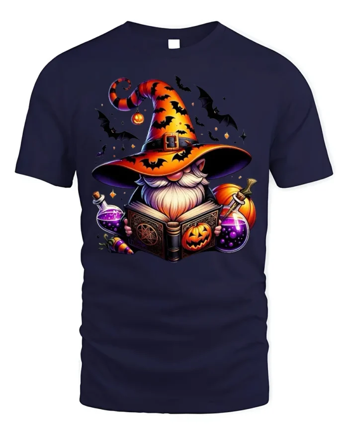 Halloween Wizard Gnome Magic Potion T-Shirt - navy t-shirt on white background