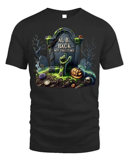 Zombie Grave Tombstone Pumpkin Halloween T-Shirt - black t-shirt on white background