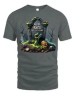 Zombie Grave Tombstone Pumpkin Halloween T-Shirt - gray t-shirt on white background