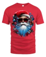 Cool Santa Claus Sunglasses Christmas Graphic T-Shirt - red t-shirt on white background
