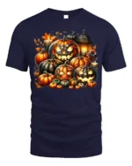 Glowing Pumpkin Jack O Lantern Halloween T-Shirt - navy t-shirt on white background