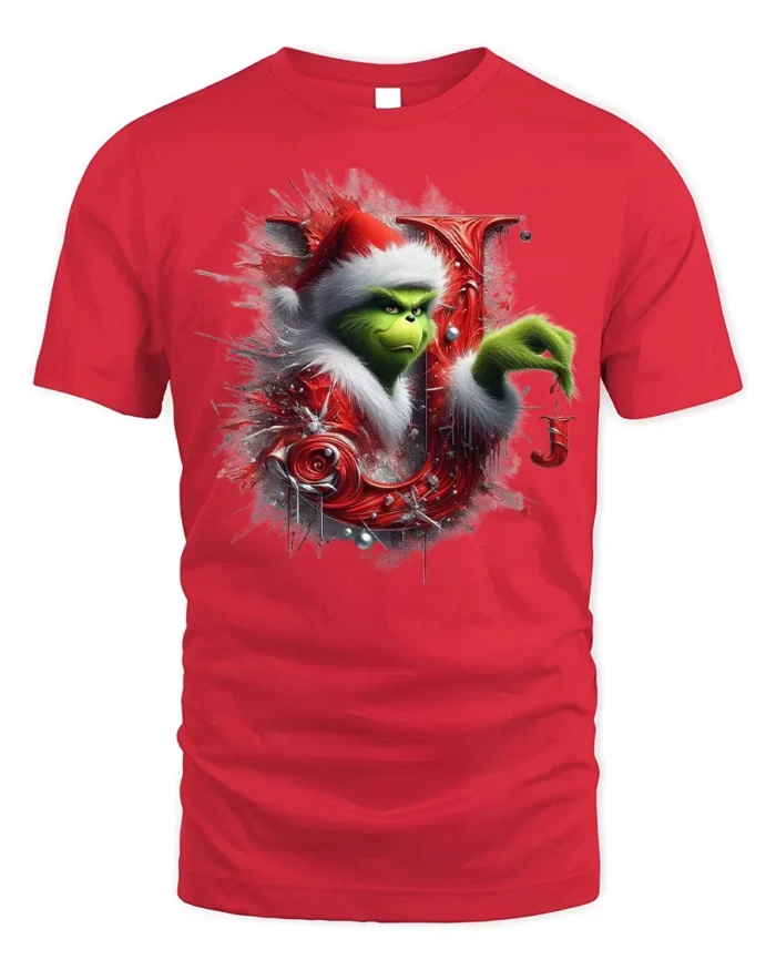 Green Santa Naughty Joy Christmas Funny Graphic Tshirt - red t-shirt on white background
