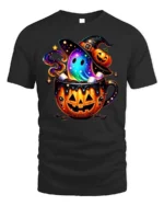 Brew Boo Crew Halloween Ghost Pumpkin T-Shirt - black t-shirt on white background