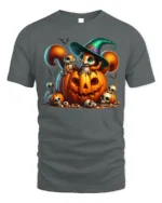 Halloween Squirrel Pumpkin Witch Hat T-Shirt - gray t-shirt on white background