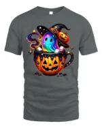 Brew Boo Crew Halloween Ghost Pumpkin T-Shirt - gray t-shirt on white background