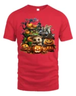 Hedgehog Pumpkin Halloween Haunted T-Shirt - red t-shirt on white background