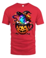 Brew Boo Crew Halloween Ghost Pumpkin T-Shirt - red t-shirt on white background
