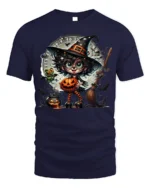 Cute Witch Pumpkin Halloween Magic T-Shirt - navy t-shirt on white background
