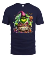 Trick or Treat Candy Monster Halloween T-Shirt - navy t-shirt on white background