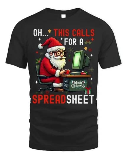 Funny Santa Spreadsheet Christmas T-Shirt for Office Nerds