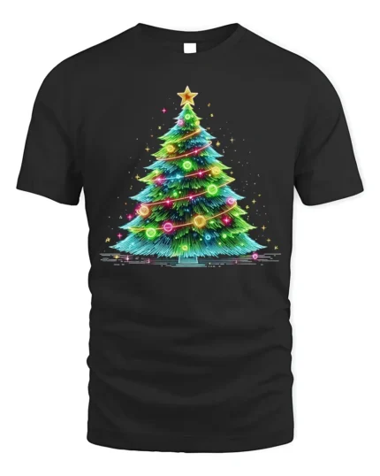 Colorful Christmas Tree Lights T-Shirt for Holiday Spirit