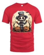 Halloween Scarecrow Pumpkin Creepy Spooky Graphic T-Shirt - red t-shirt on white background