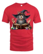 Halloween Wizard Magic Potion Spell Book T-Shirt - red t-shirt on white background