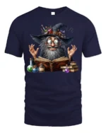 Halloween Wizard Magic Potion Spell Book T-Shirt - navy t-shirt on white background